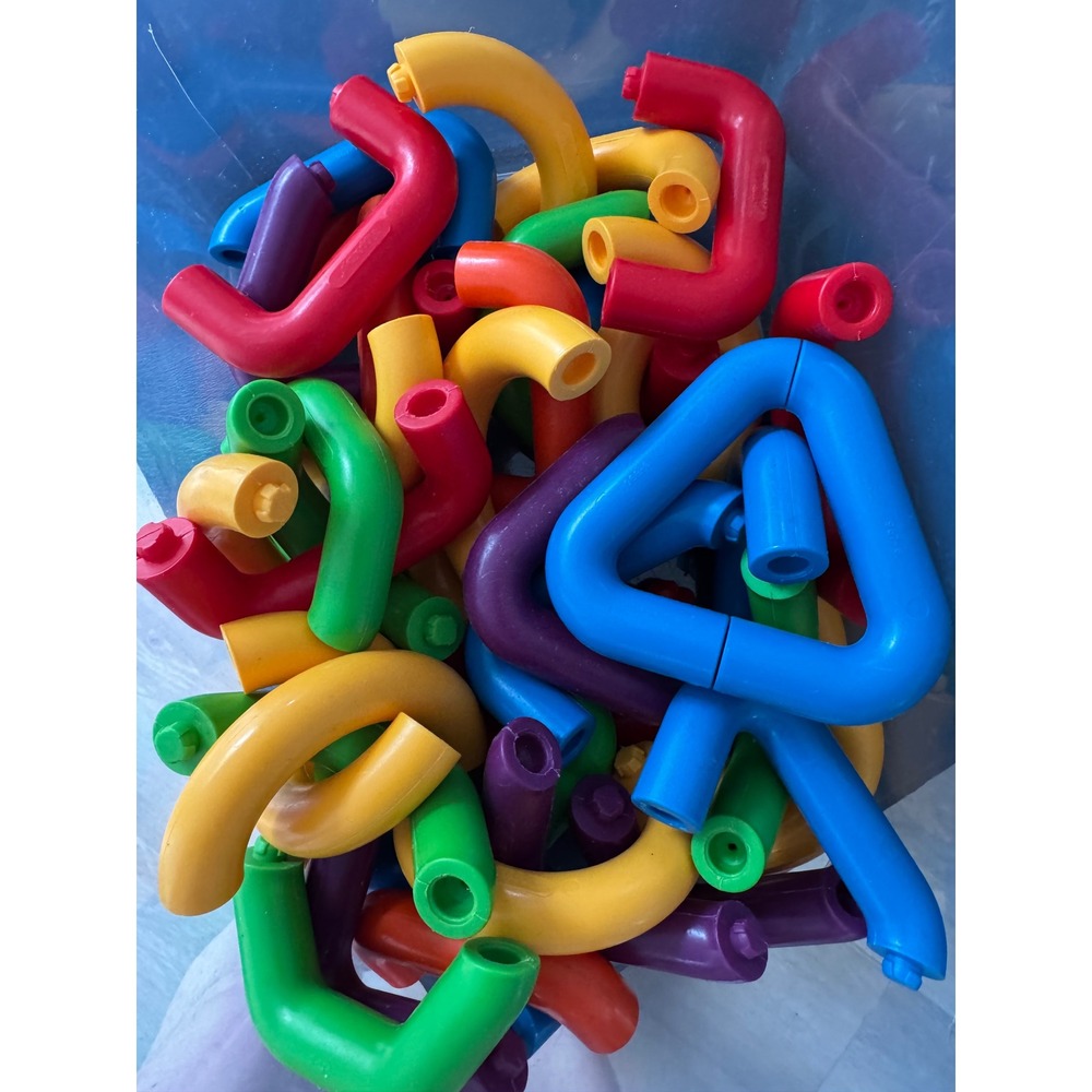 Tupperware Tuppertoys Link-A-Lot Building Set 45 Pieces Vintage Primary Colors